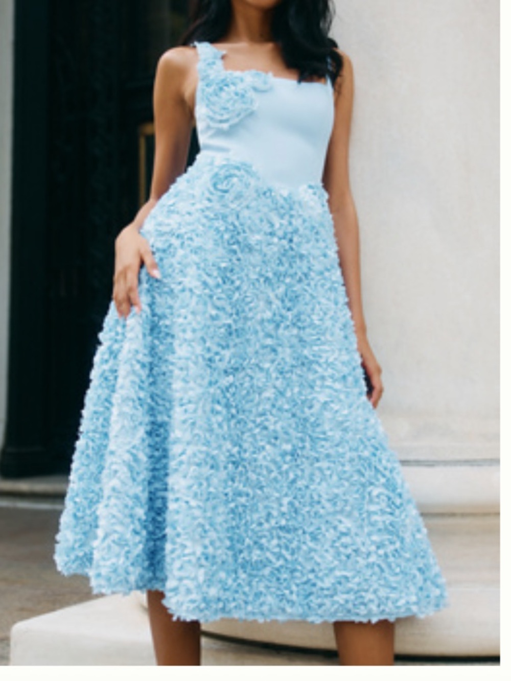 ELLIATT KAIA SQUARE-NECK TEXTURED MIDI DRESS